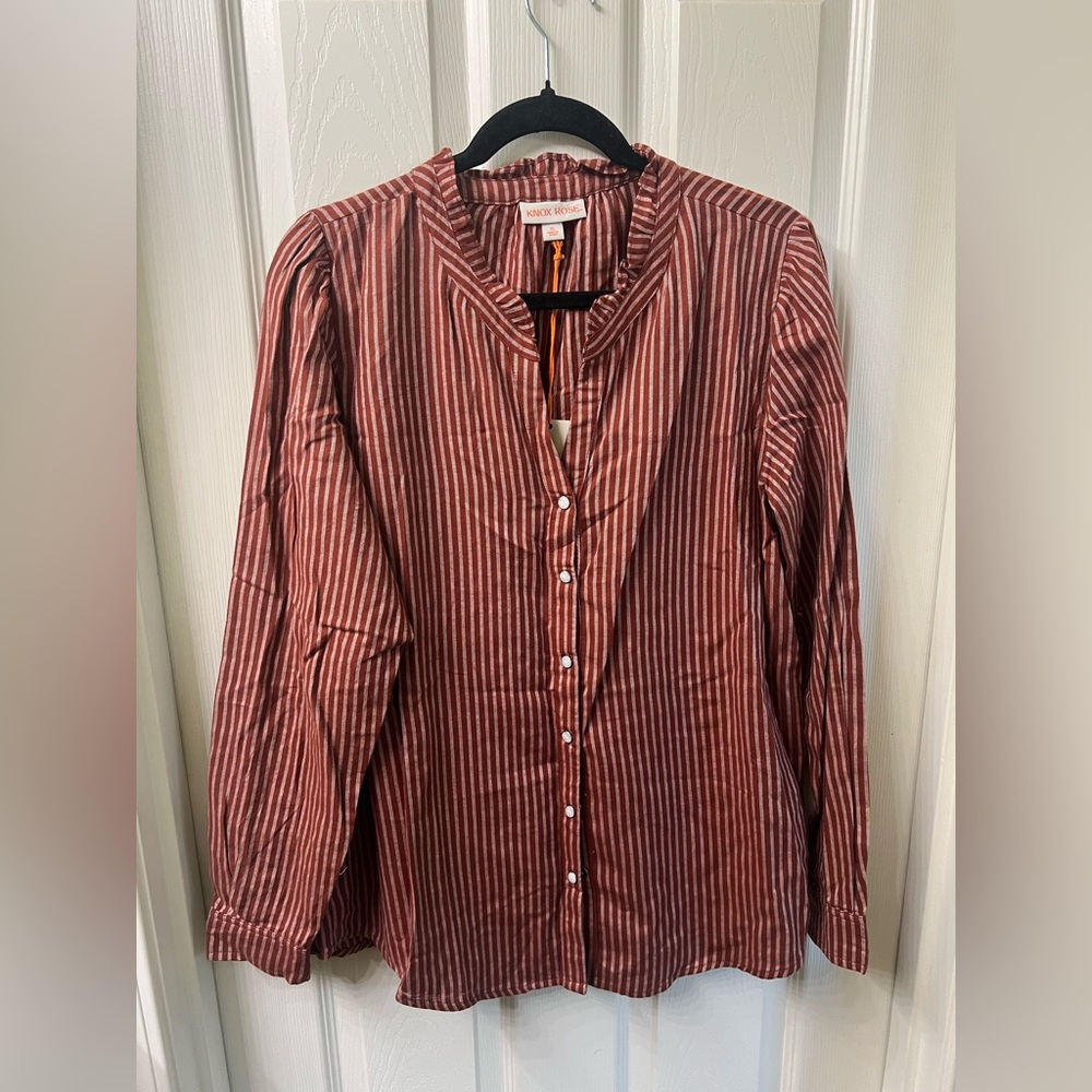 Knox Rose Red Striped Blouse…XL…NWT